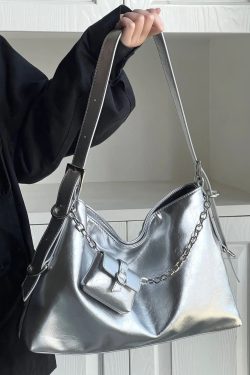 Simple Silk Zippered Faux Leather Satchel Handbag