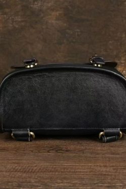 Simple Style Black Large Capacity Calf Leather Backpack Bag