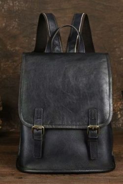 Simple Style Black Large Capacity Calf Leather Backpack Bag