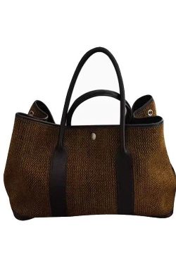Simple Style Chocolate Large Capacity Satchel Bag Handbag