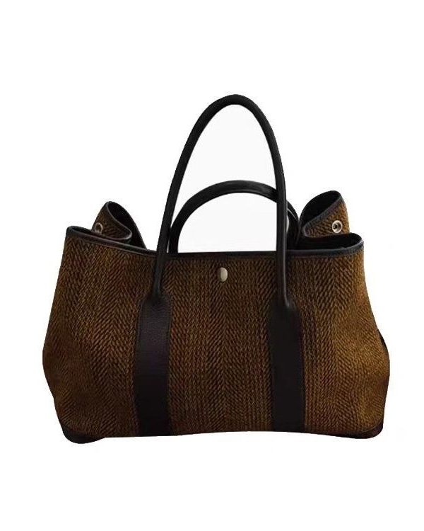 Simple Style Chocolate Large Capacity Satchel Bag Handbag