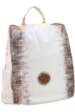 Simple Style White Large Capacity Calf Leather Backpack Bag