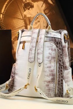 Simple Style White Large Capacity Calf Leather Backpack Bag