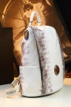 Simple Style White Large Capacity Calf Leather Backpack Bag