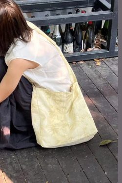 Simple Yellow Versatile Cotton Satchel Handbag