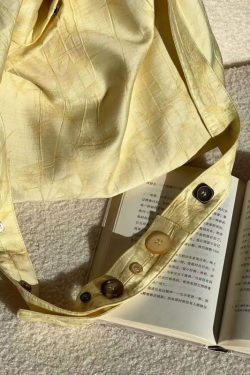 Simple Yellow Versatile Cotton Satchel Handbag