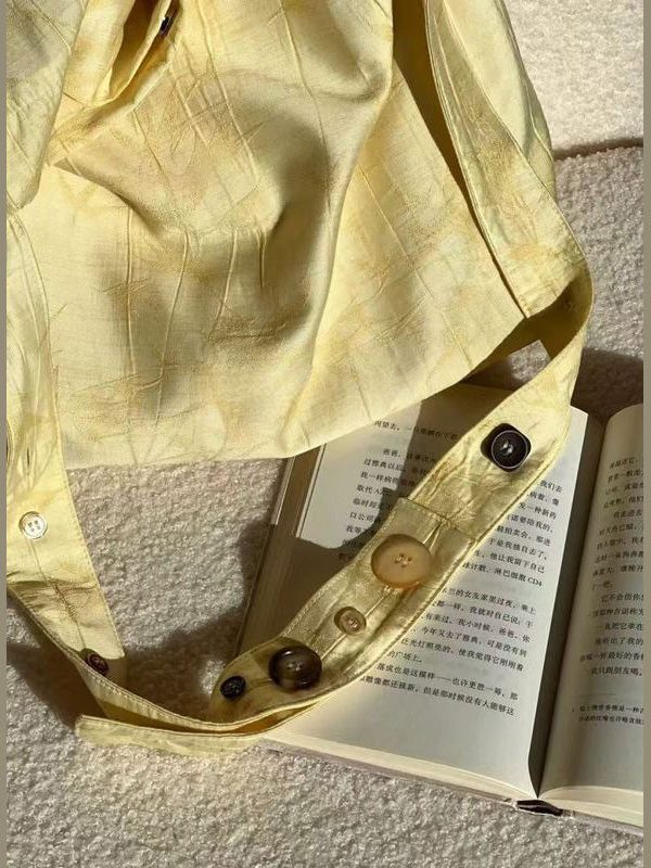 Simple Yellow Versatile Cotton Satchel Handbag