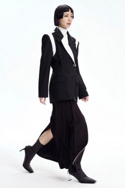 Single Button Color Block Blazer