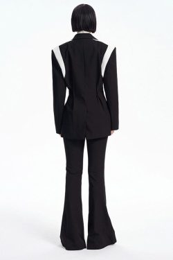 Single Button Color Block Blazer