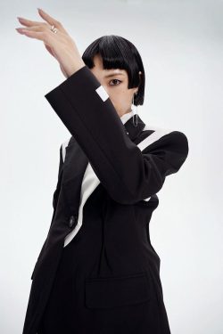 Single Button Color Block Blazer