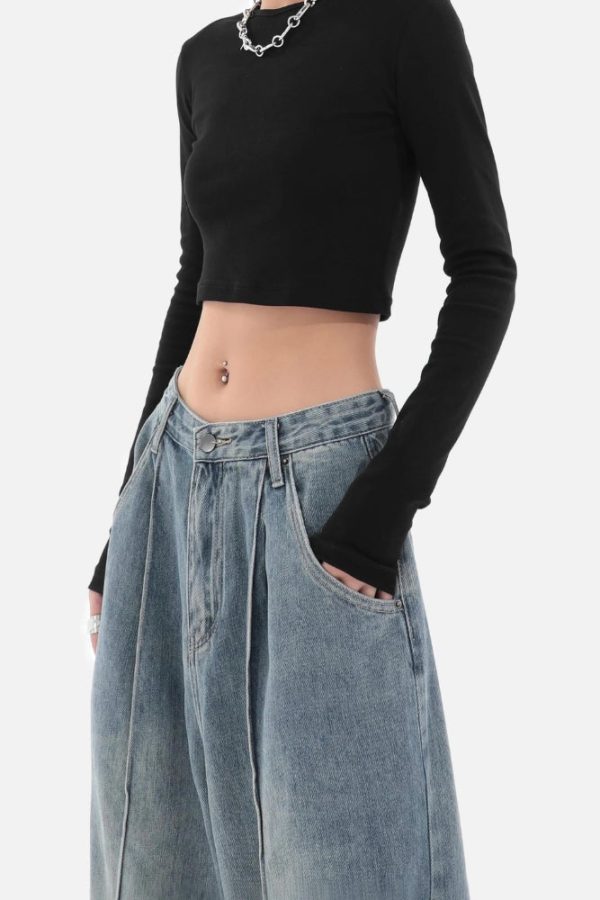 Skater Pleated Baggy Jeans