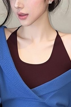 Slim Fit Blue False Two Pieces Patchwork Knit Sweaters Fall