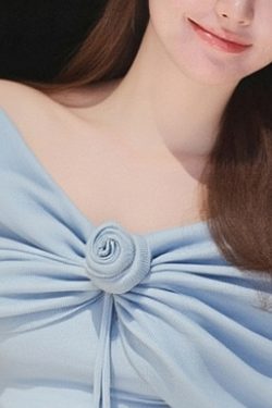 Slim Fit Blue Slash Neck Patchwork Knit Sweater Tops Spring