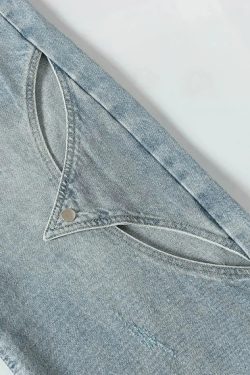 Snap Button Cut Out Jeans