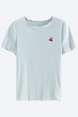 Soft Girl Cherry Lettuce Edge Tee