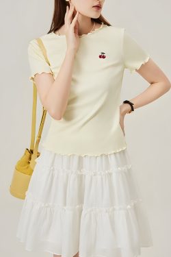 Soft Girl Cherry Lettuce Edge Tee