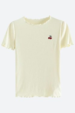 Soft Girl Cherry Lettuce Edge Tee