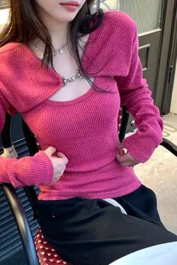 Soft Girl Corduroy Cardigan Vest Set