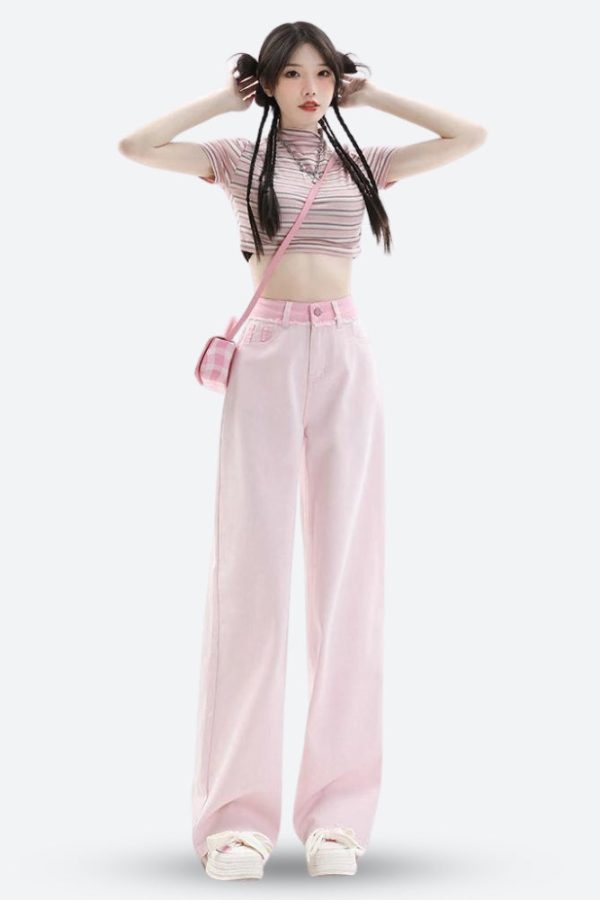 Soft Girl Distressed Straight Leg Pants