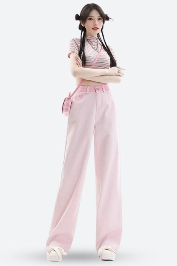 Soft Girl Distressed Straight Leg Pants