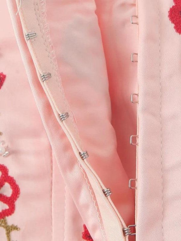 Soft Girl Embroidered Beaded Corset Top