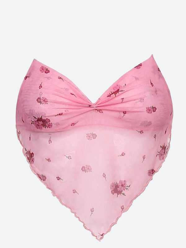 Soft Girl Floral Asymmetric Crop Top