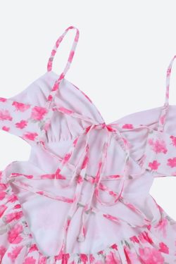 Soft Girl Floral Backless Chiffon Mini Dress