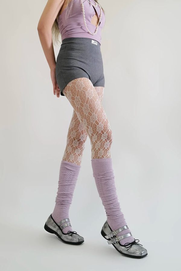 Soft Girl Floral Lace Tights