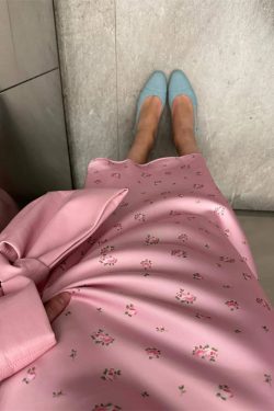 Soft Girl Floral Satin Midi Skirt