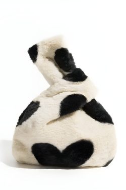 Soft Girl Heart Fluffy Wrist Bag