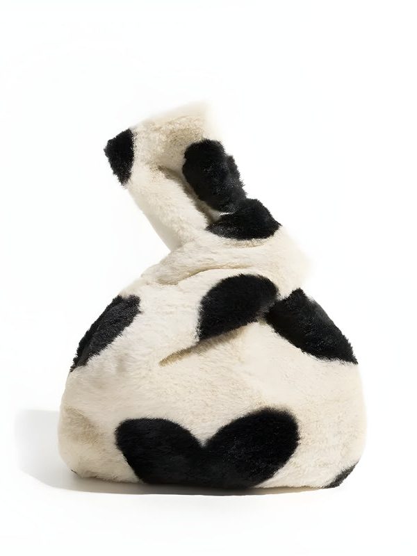 Soft Girl Heart Fluffy Wrist Bag