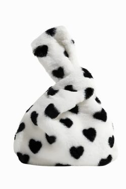 Soft Girl Heart Fluffy Wrist Bag
