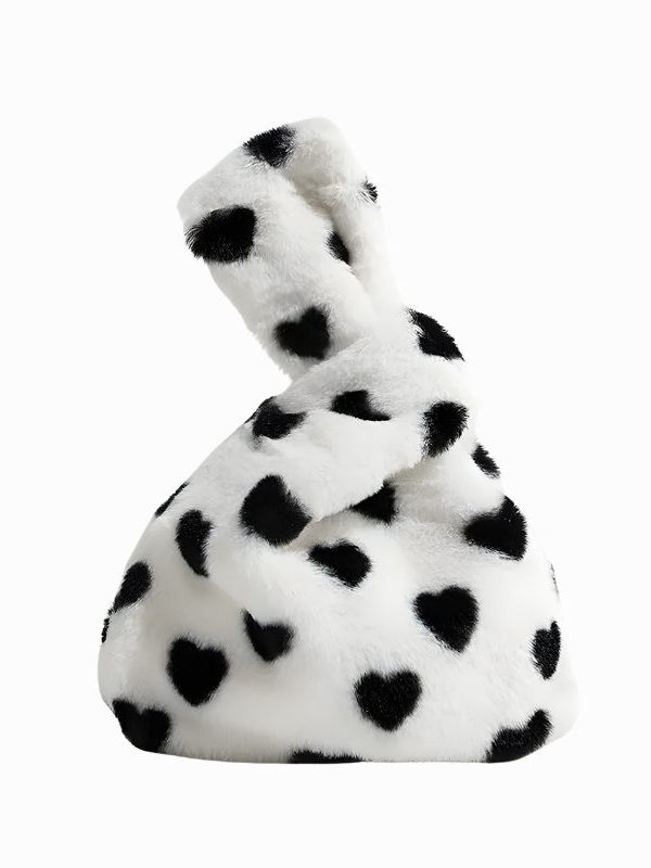Soft Girl Heart Fluffy Wrist Bag