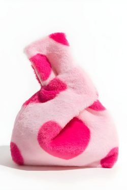Soft Girl Heart Fluffy Wrist Bag