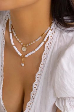 Soft Girl Heart & Moon Two-Pack Necklace Set
