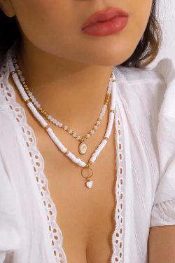 Soft Girl Heart & Moon Two-Pack Necklace Set