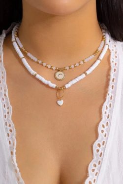 Soft Girl Heart & Moon Two-Pack Necklace Set