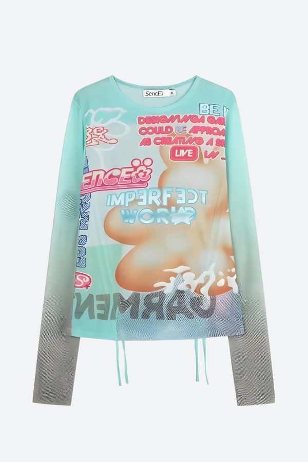 Soft Girl Imperfect World Drawstring Top