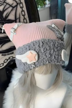 Soft Girl Kawaii Wings Knitted Beanie