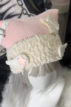 Soft Girl Kawaii Wings Knitted Beanie