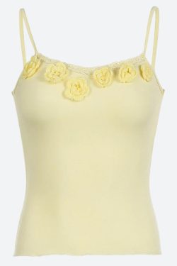 Soft Girl Knitted Flower Top