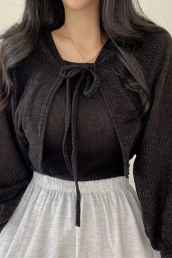 Soft Girl Lace Up Crop Cardigan