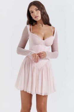 Soft Girl Mesh Corset Mini Dress