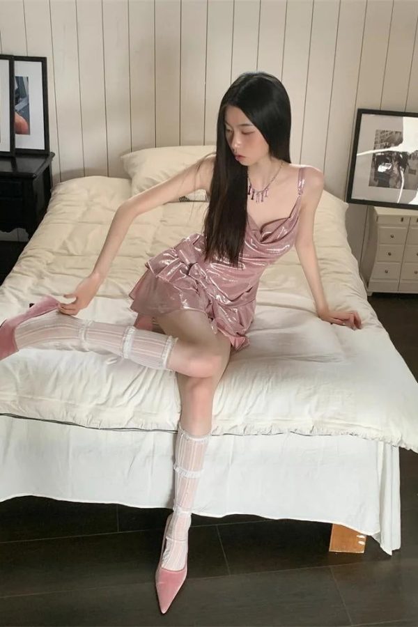 Soft Girl Metallic Mini Dress