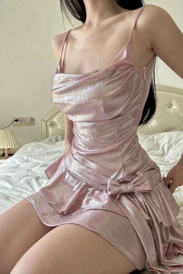 Soft Girl Metallic Mini Dress