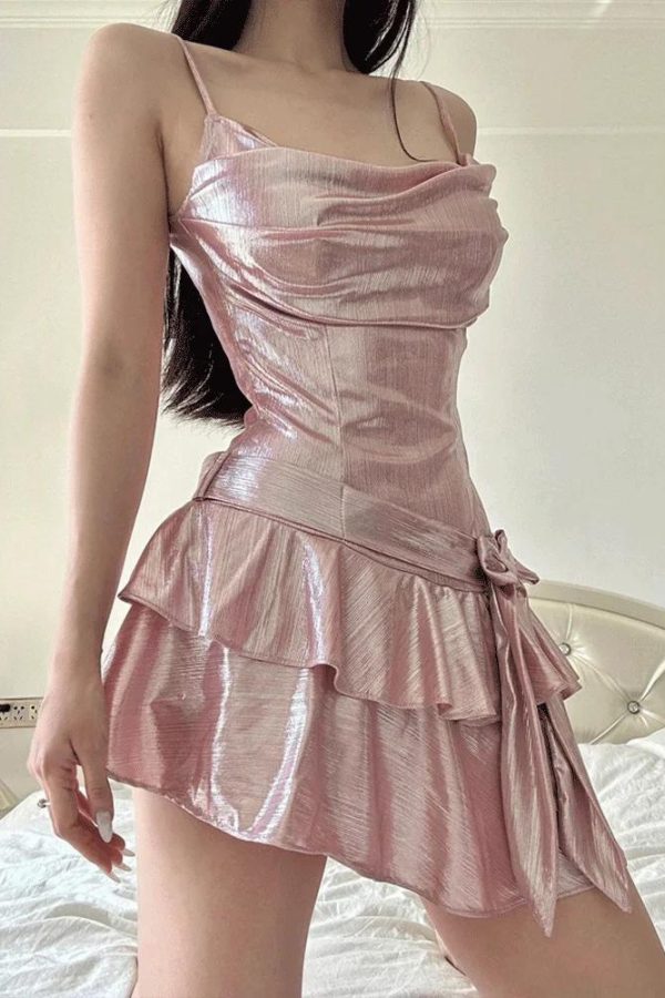Soft Girl Metallic Mini Dress