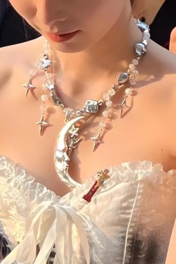 Soft Girl Moon & Stars Beaded Necklace