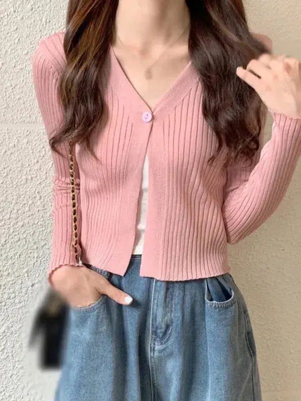 Soft Girl One Button Cardigan