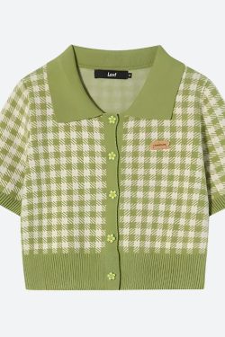 Soft Girl Plaid Crop Cardigan