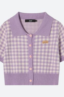 Soft Girl Plaid Crop Cardigan